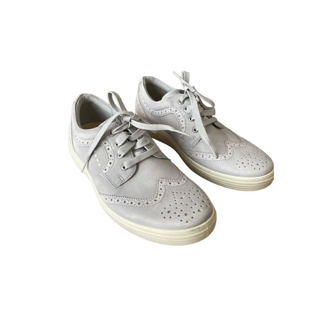Ecco Mens Gray Wingtip Casual Hybrid Lace Up Golf Sneaker Shoes Size 43